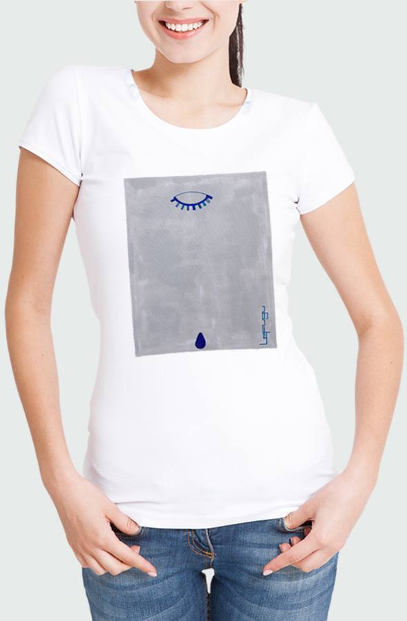 Women T-shirt  Blue Teardrop  Model