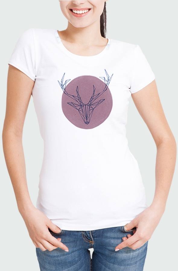 Women T-shirt Deer Pink Model