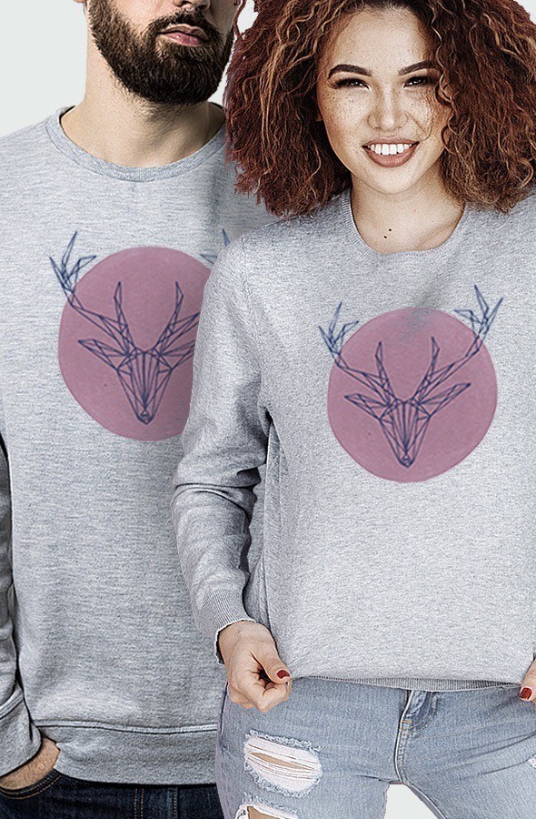 Sweatshirt Unisex Deer Pink Models